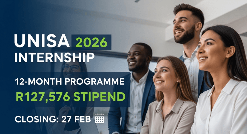 UNISA 2026 Internship: 12‑Month, R127,576 Stipend, Closing 27 Feb
