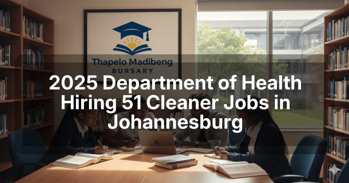 2025 Department of Health Hiring 51 Cleaner Jobs in Johannesburg
