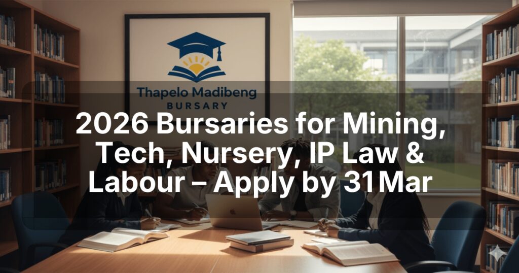 2026 Bursaries for Mining, Tech, Nursery, IP Law & Labour – Apply by 31 Mar