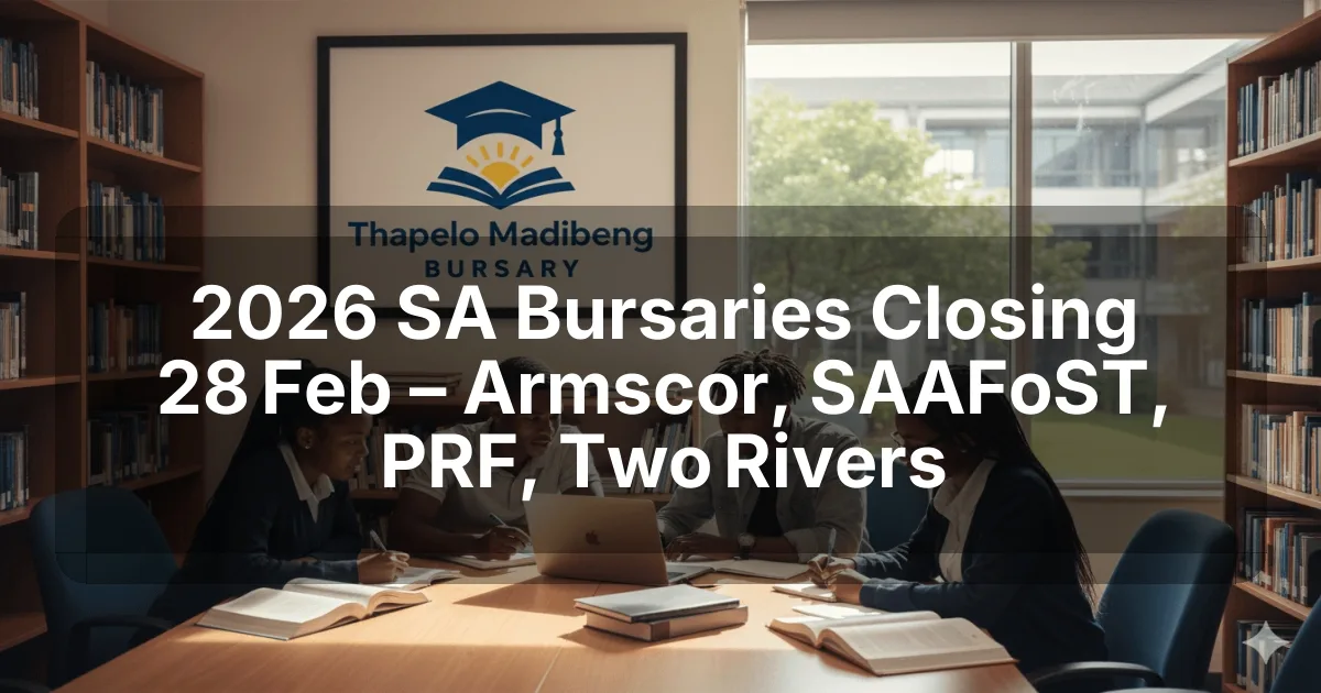 2026 SA Bursaries Closing 28 Feb – Armscor, SAAFoST, PRF, Two Rivers