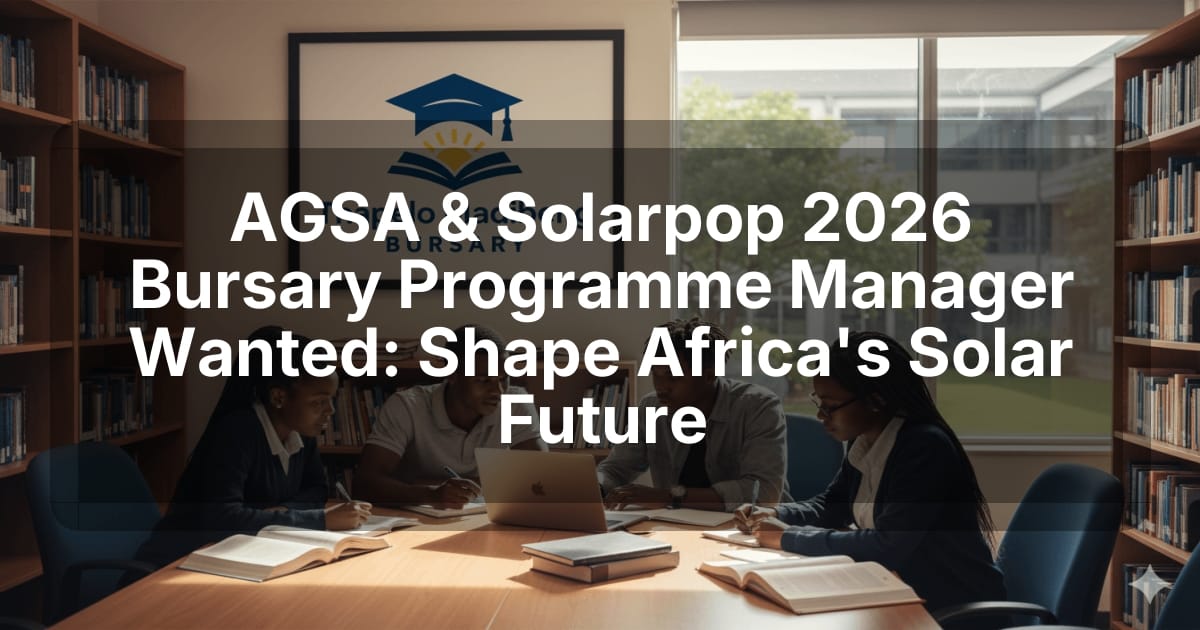 AGSA & Solarpop 2026 Bursary Programme Manager Wanted: Shape Africa's Solar Future
