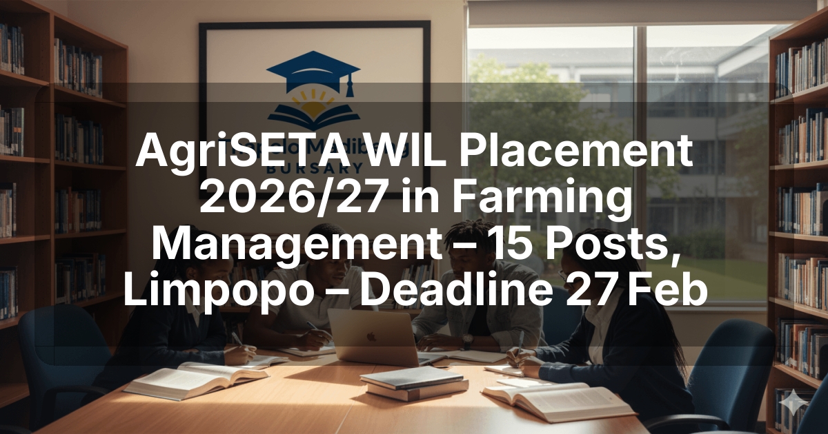 AgriSETA WIL Placement 2026/27 in Farming Management – 15 Posts, Limpopo – Deadline 27 Feb