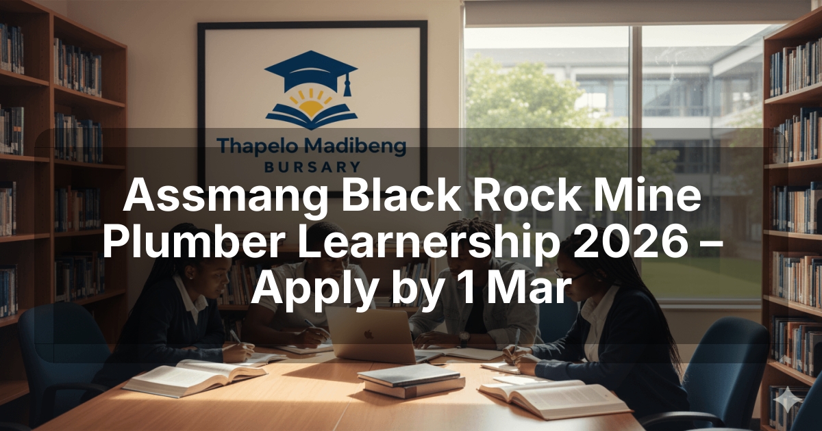 Assmang Black Rock Mine Plumber Learnership 2026 – Apply by 1 Mar