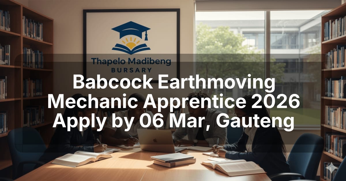 Babcock Earthmoving Mechanic Apprentice 2026 Apply by 06 Mar, Gauteng