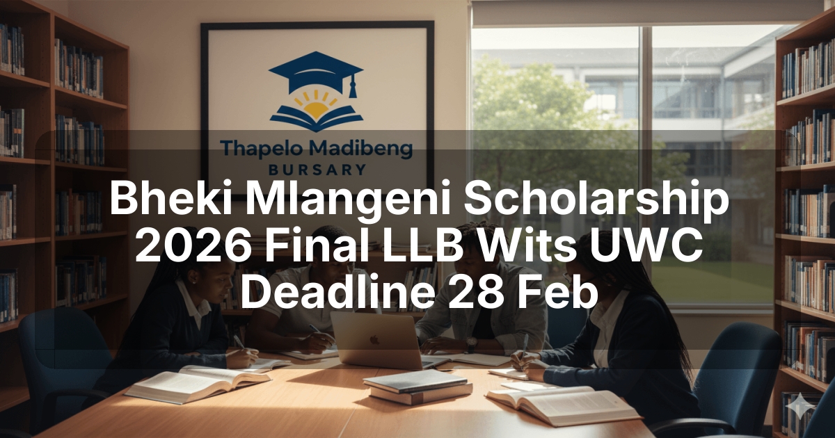 Bheki Mlangeni Scholarship 2026 Final LLB Wits UWC Deadline 28 Feb