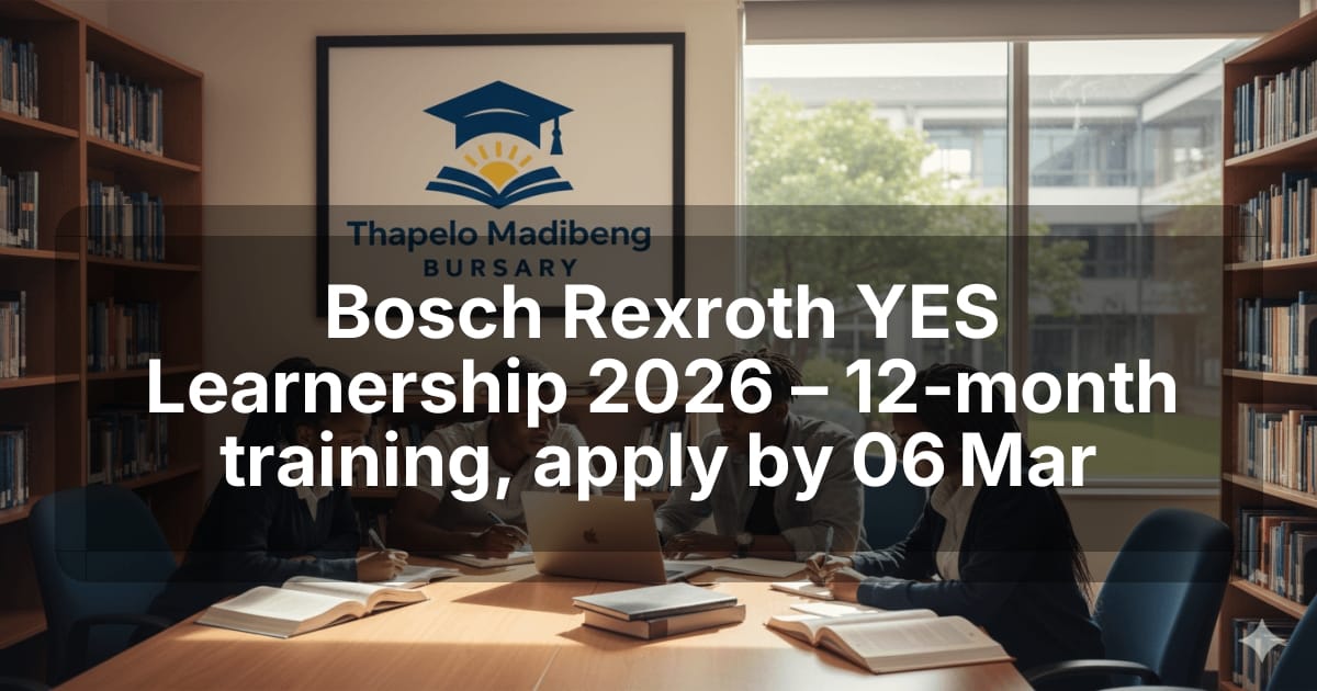 Bosch Rexroth YES Learnership 2026 – 12‑month training, apply by 06 Mar