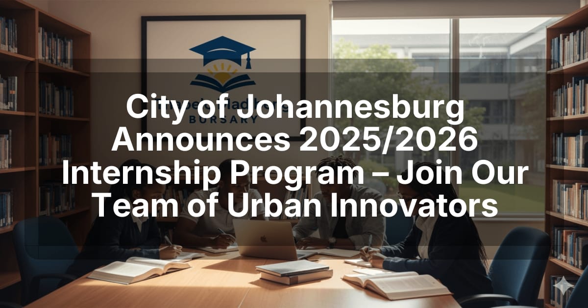 City of Johannesburg Announces 2025/2026 Internship Program – Join Our Team of Urban Innovators