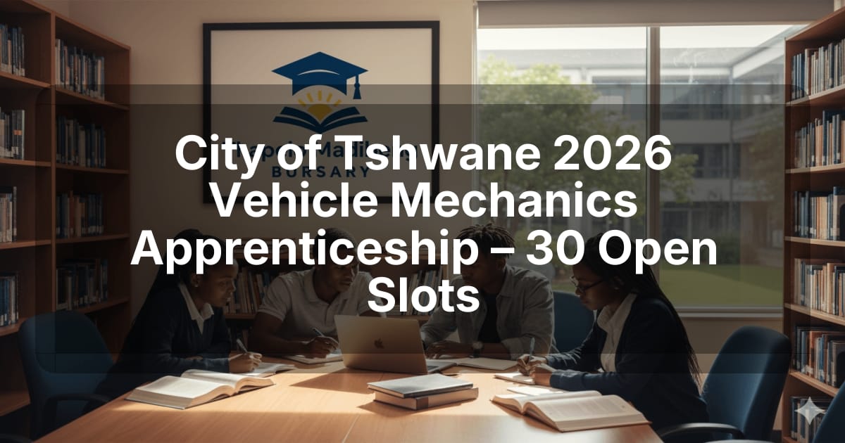 City of Tshwane 2026 Vehicle Mechanics Apprenticeship – 30 Open Slots