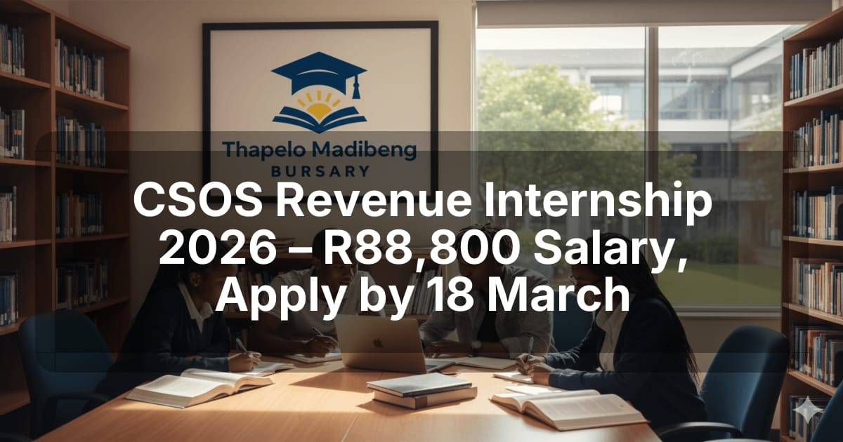 CSOS Revenue Internship 2026 – R88,800 Salary, Apply by 18 March