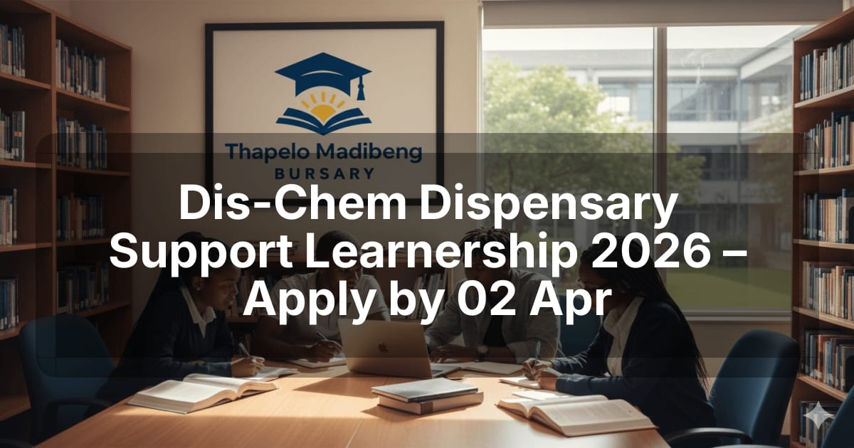 Dis-Chem Dispensary Support Learnership 2026 – Apply by 02 Apr