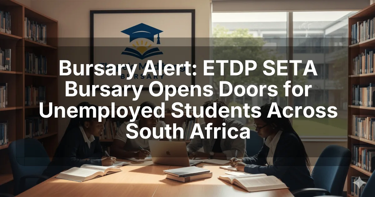 Bursary Alert: ETDP SETA Bursary Opens Doors for Unemployed Students Across South Africa