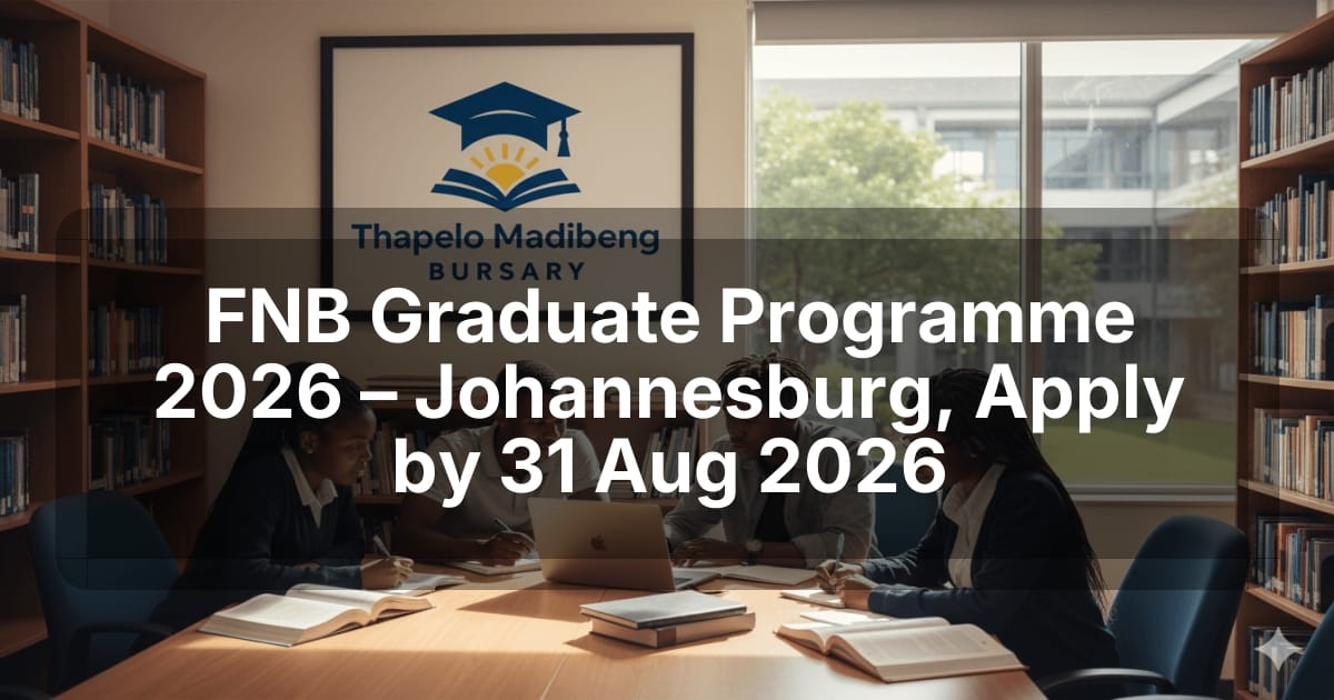 FNB Graduate Programme 2026 – Johannesburg, Apply by 31 Aug 2026
