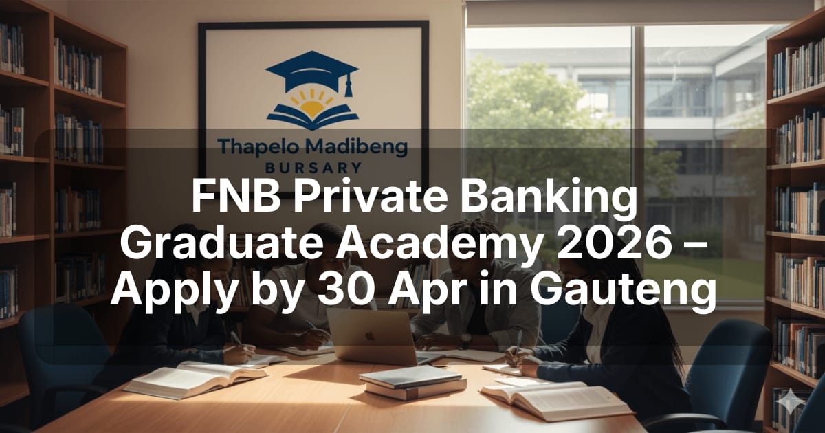 FNB Private Banking Graduate Academy 2026 – Apply by 30 Apr in Gauteng