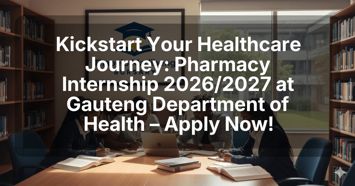 Kickstart Your Healthcare Journey: Pharmacy Internship 2026/2027 at Gauteng Department of Health – Apply Now!