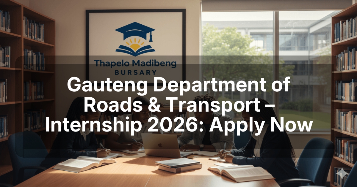 Gauteng Department of Roads & Transport – Internship 2026: Apply Now