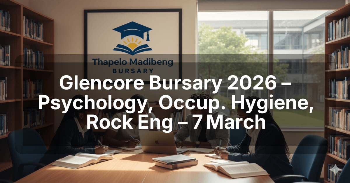 Glencore Bursary 2026 – Psychology, Occup. Hygiene, Rock Eng – 7 March