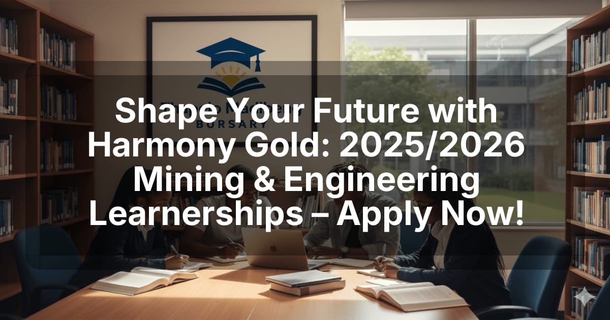 Shape Your Future with Harmony Gold: 2025/2026 Mining & Engineering Learnerships – Apply Now!
