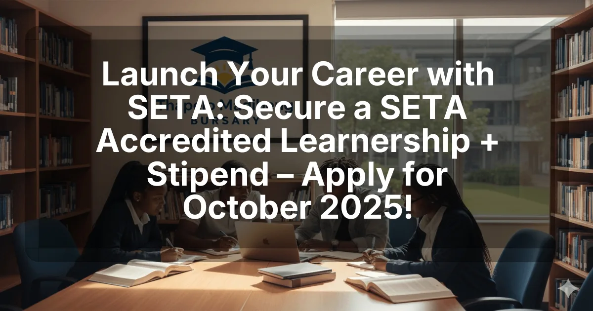 Launch Your Career with SETA: Secure a SETA Accredited Learnership + Stipend – Apply for October 2025!