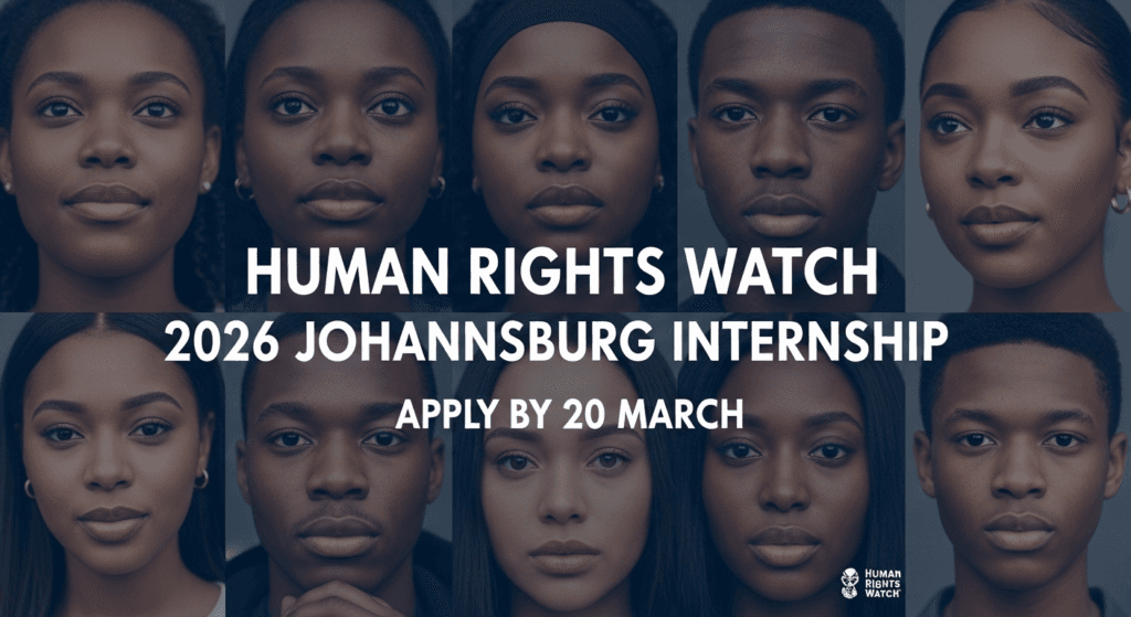 Human Rights Watch 2026 Johannesburg Internship – Apply by 20 March