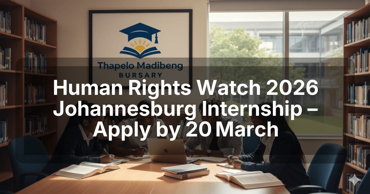 Human Rights Watch 2026 Johannesburg Internship – Apply by 20 March