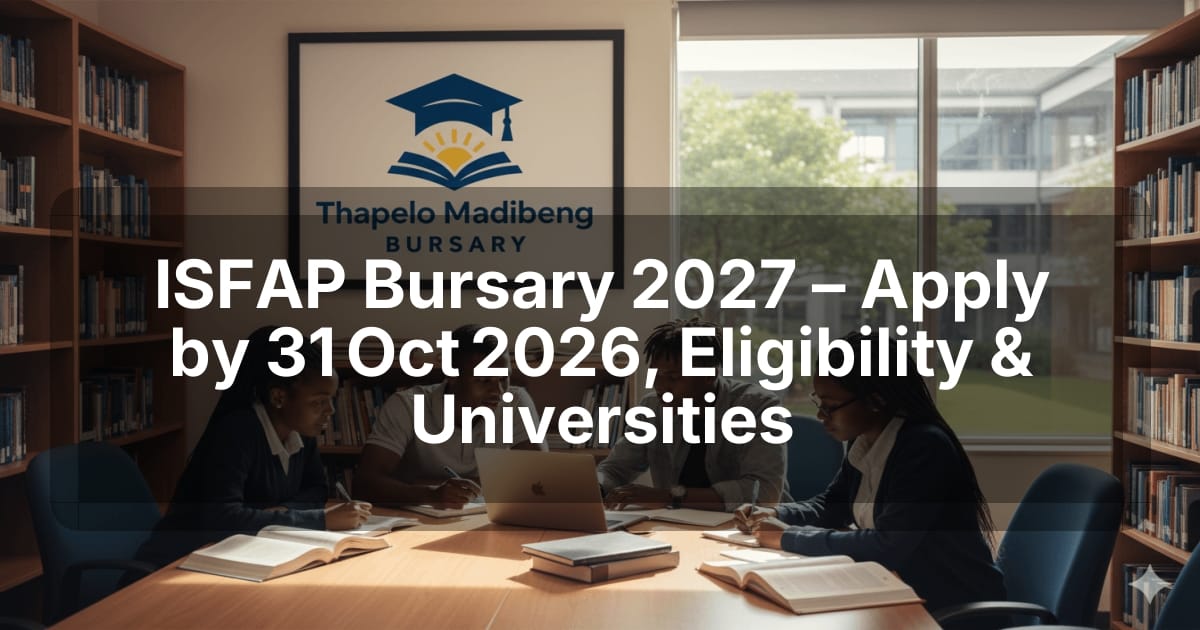 ISFAP Bursary 2027 – Apply by 31 Oct 2026, Eligibility & Universities