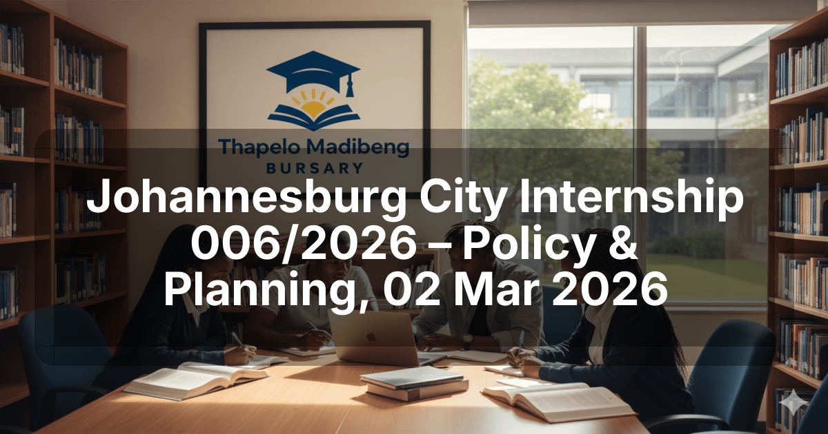Johannesburg City Internship 006/2026 – Policy & Planning, 02 Mar 2026