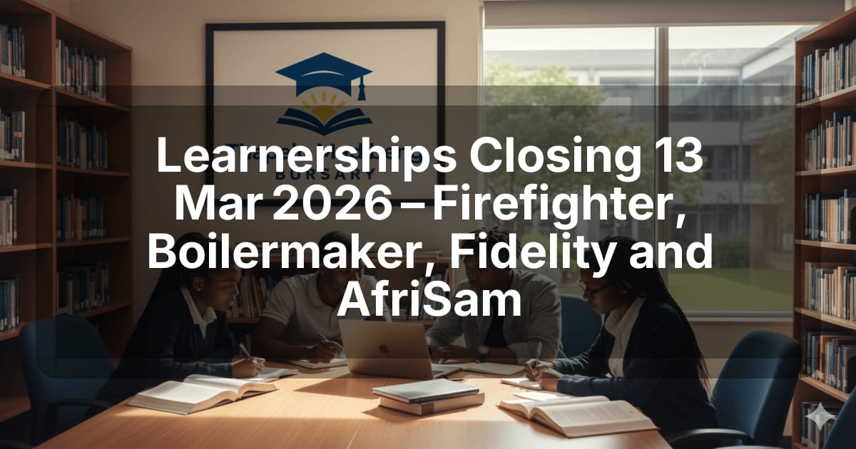 Learnerships Closing 13 Mar 2026 – Firefighter, Boilermaker, Fidelity and AfriSam