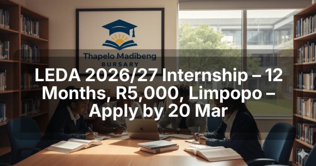 LEDA 2026/27 Internship – 12 Months, R5,000, Limpopo – Apply by 20 Mar