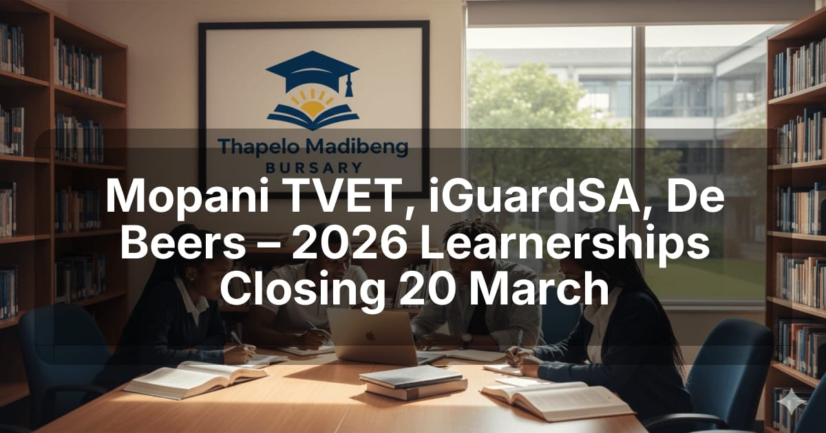 Mopani TVET, iGuardSA, De Beers – 2026 Learnerships Closing 20 March