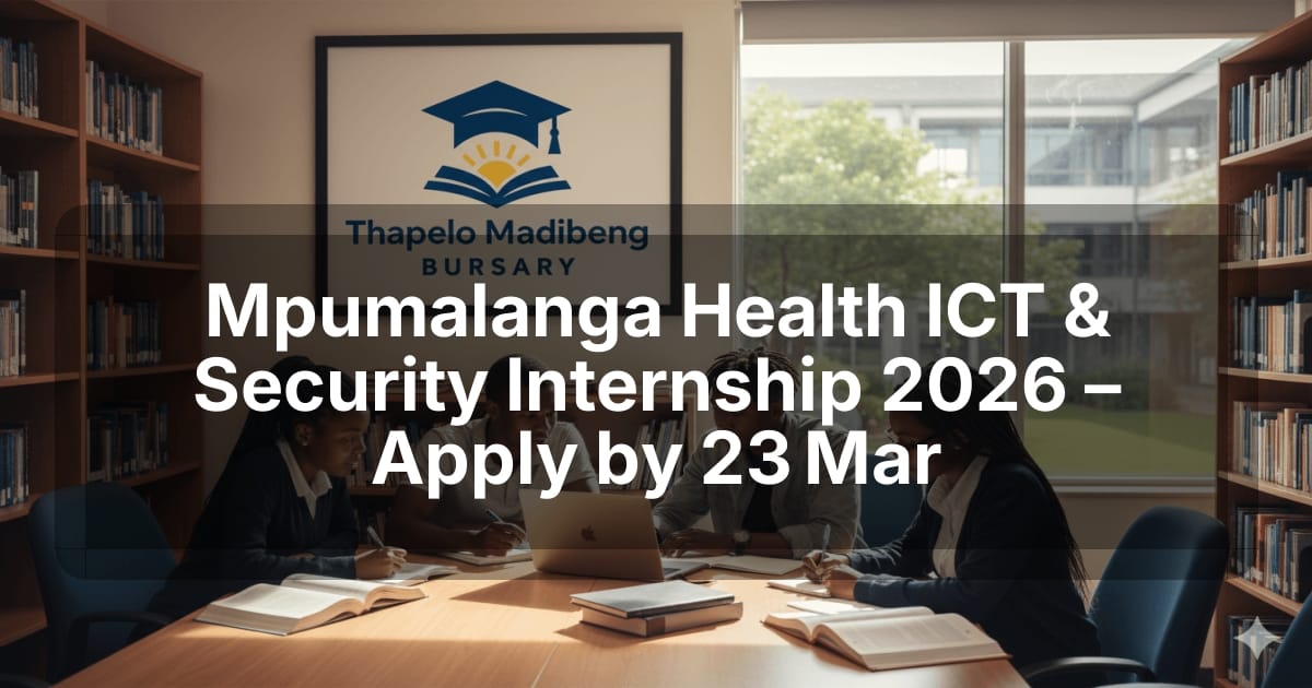 Mpumalanga Health ICT & Security Internship 2026 – Apply by 23 Mar