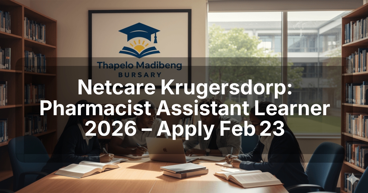 Netcare Krugersdorp: Pharmacist Assistant Learner 2026 – Apply Feb 23