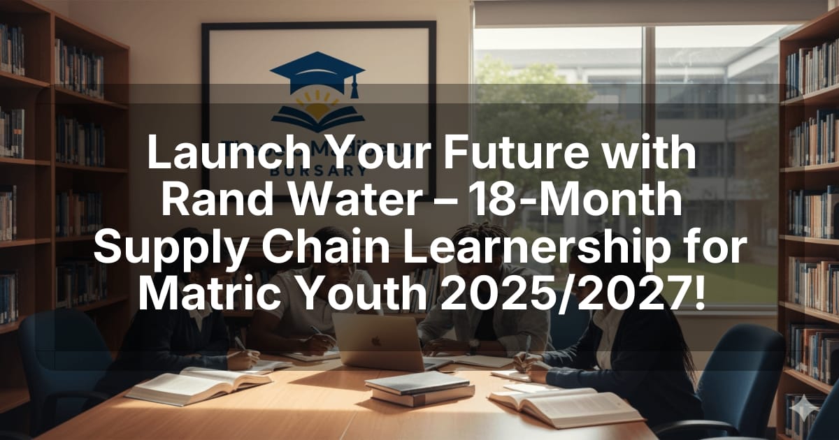 Launch Your Future with Rand Water – 18‑Month Supply Chain Learnership for Matric Youth 2025/2027!