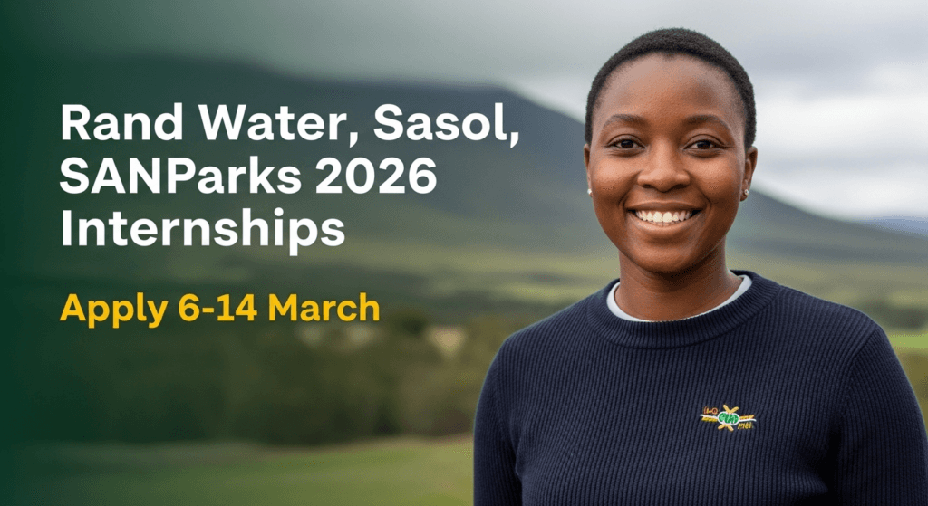 Rand Water, Sasol, SANParks 2026 Internships – Apply 6‑14 March