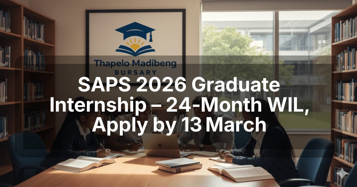 SAPS 2026 Graduate Internship – 24‑Month WIL, Apply by 13 March
