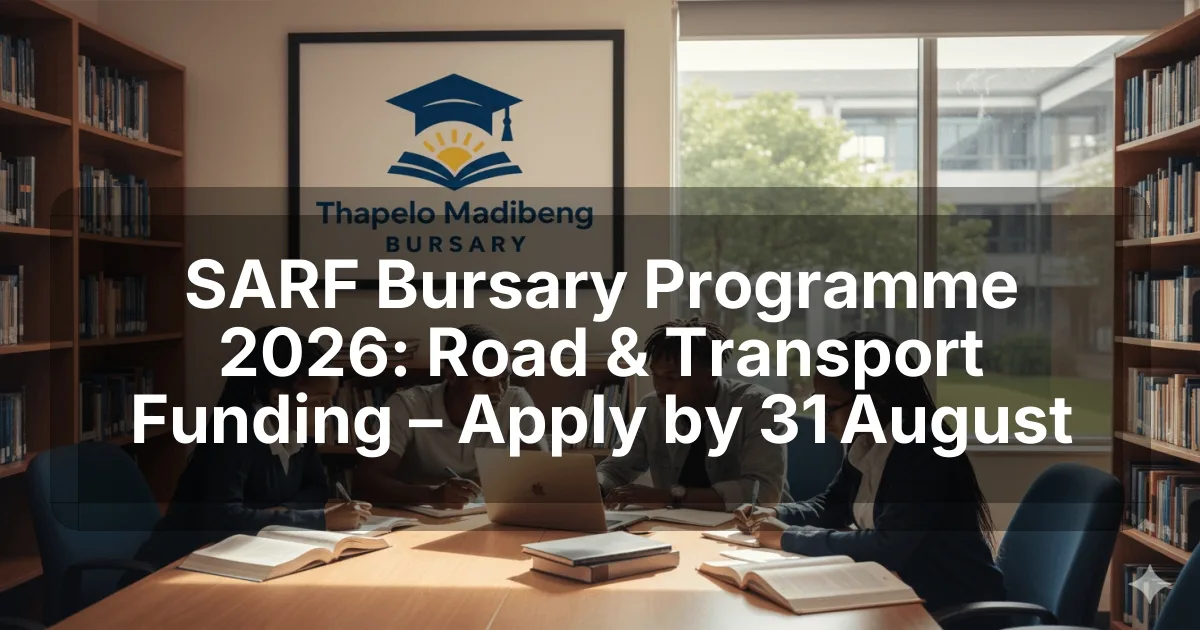 SARF Bursary Programme 2026: Road & Transport Funding – Apply by 31 August