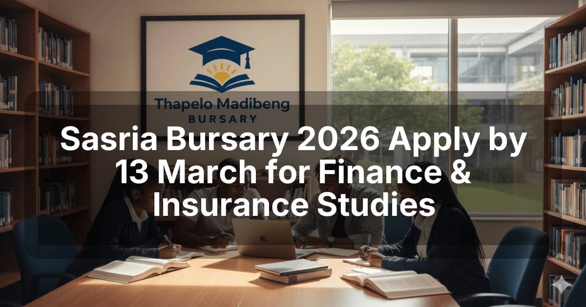 Sasria Bursary 2026 Apply by 13 March for Finance & Insurance Studies