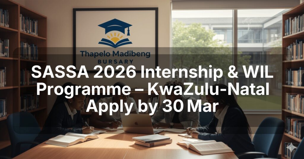 SASSA 2026 Internship & WIL Programme – KwaZulu-Natal Apply by 30 Mar