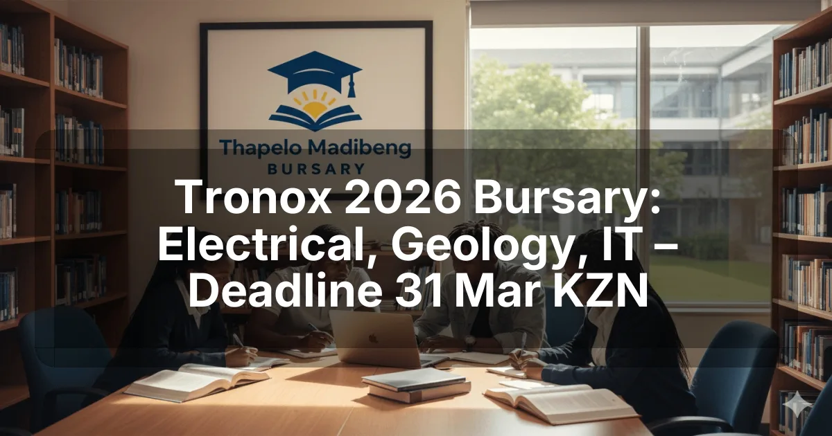 Tronox 2026 Bursary: Electrical, Geology, IT – Deadline 31 Mar KZN