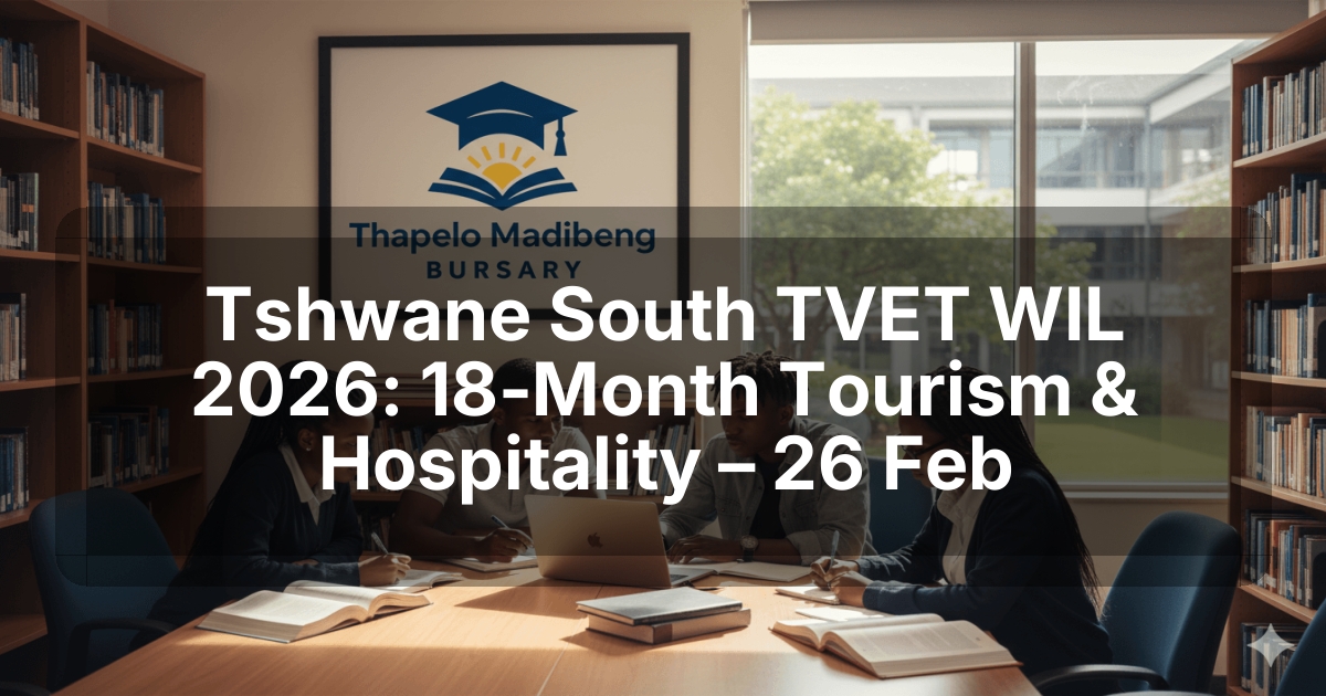 Tshwane South TVET WIL 2026: 18‑Month Tourism & Hospitality – 26 Feb