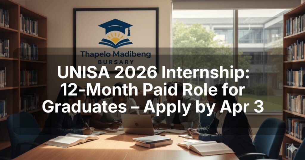 UNISA 2026 Internship: 12‑Month Paid Role for Graduates – Apply by Apr 3