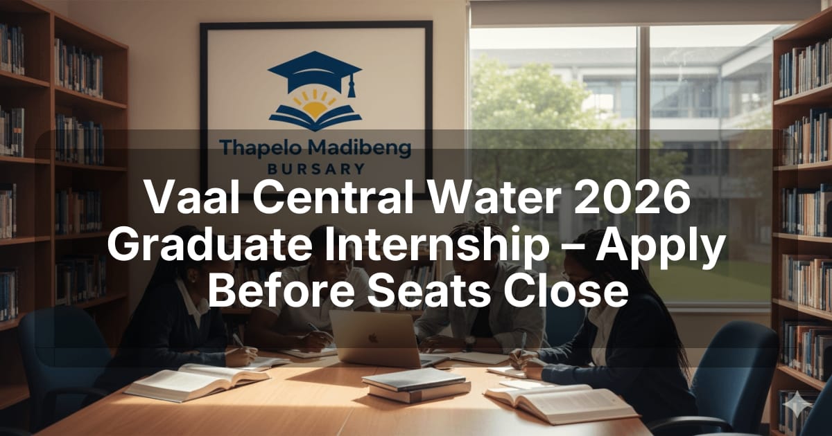 Vaal Central Water 2026 Graduate Internship – Apply Before Seats Close