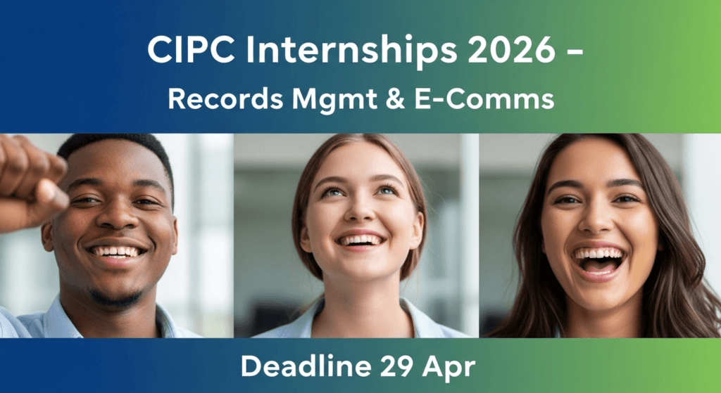 CIPC Internships 2026 – Records Mgmt & E‑Comms, deadline 29 Apr