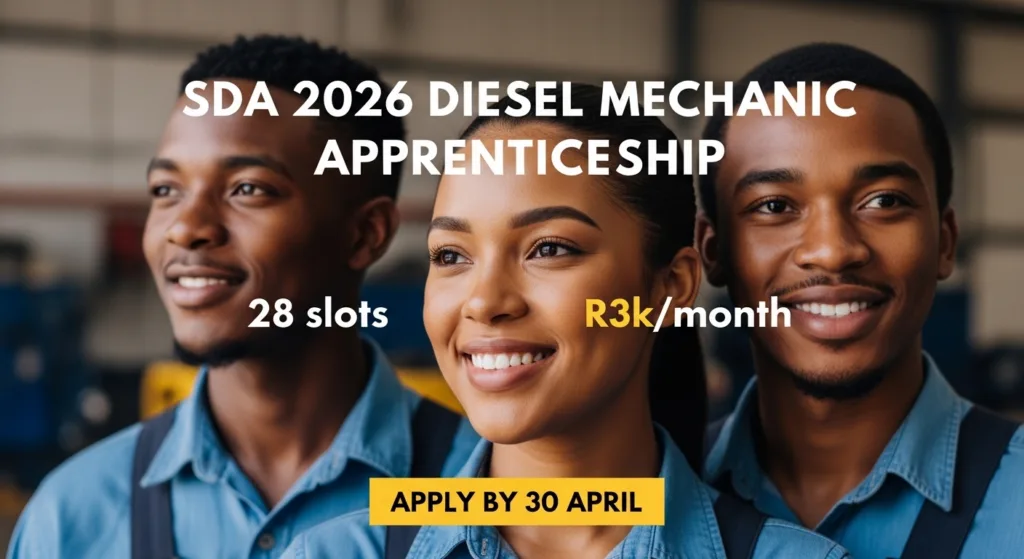 SDA 2026 Diesel Mechanic Apprenticeship – 28 slots, R3k/month, 30 Apr