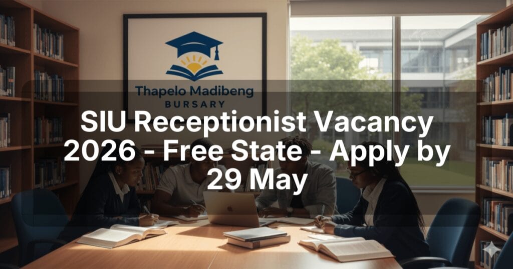 SIU Receptionist Vacancy 2026 - Free State - Apply by 29 May