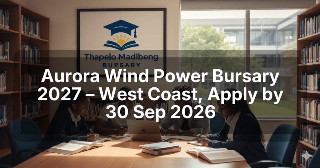 Aurora Wind Power Bursary 2027 – West Coast, Apply by 30 Sep 2026