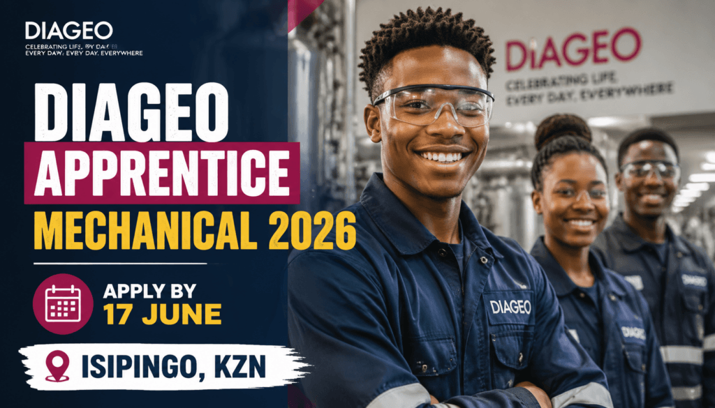 Diageo Apprentice Mechanical 2026 – Apply by 17 June, Isipingo KZN