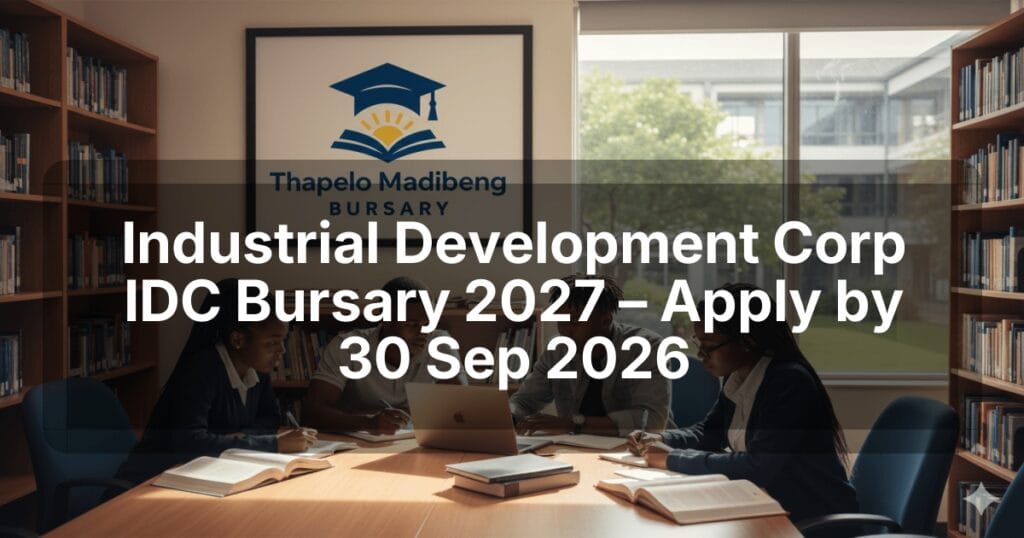 Industrial Development Corp IDC Bursary 2027 – Apply by 30 Sep 2026
