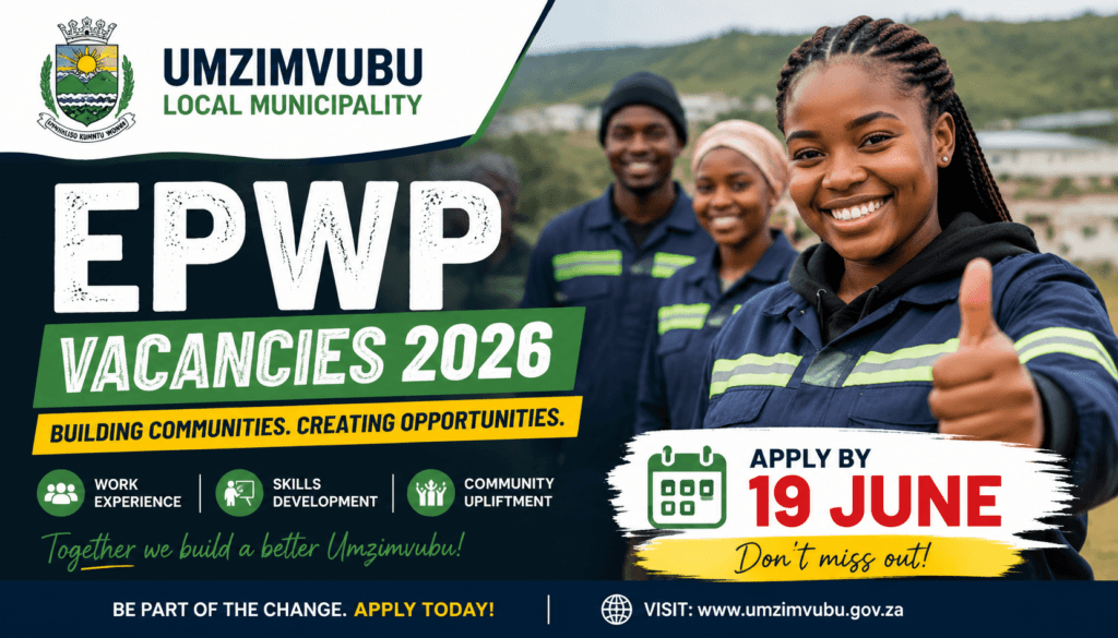 Umzimvubu Local Municipality EPWP Vacancies 2026 – Apply by 19 June