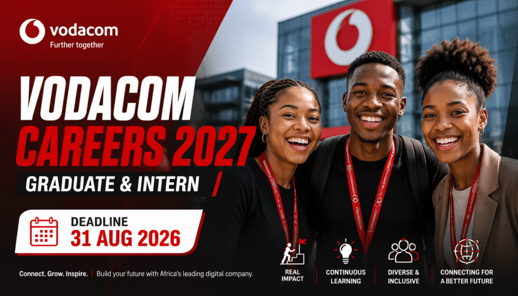 Vodacom Careers 2027 – Graduate & Intern, Deadline 31 Aug 2026
