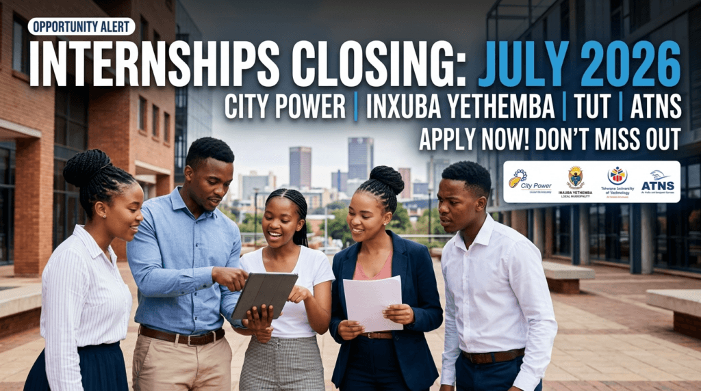 Internships closing July 2026: City Power, Inxuba Yethemba, TUT & ATNS